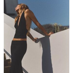 ZARA• black halter top with ruched sides